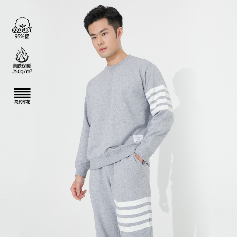 Asianbum男士棉質ins風潮牌日式印花居家運動套頭寬松衛衣套裝